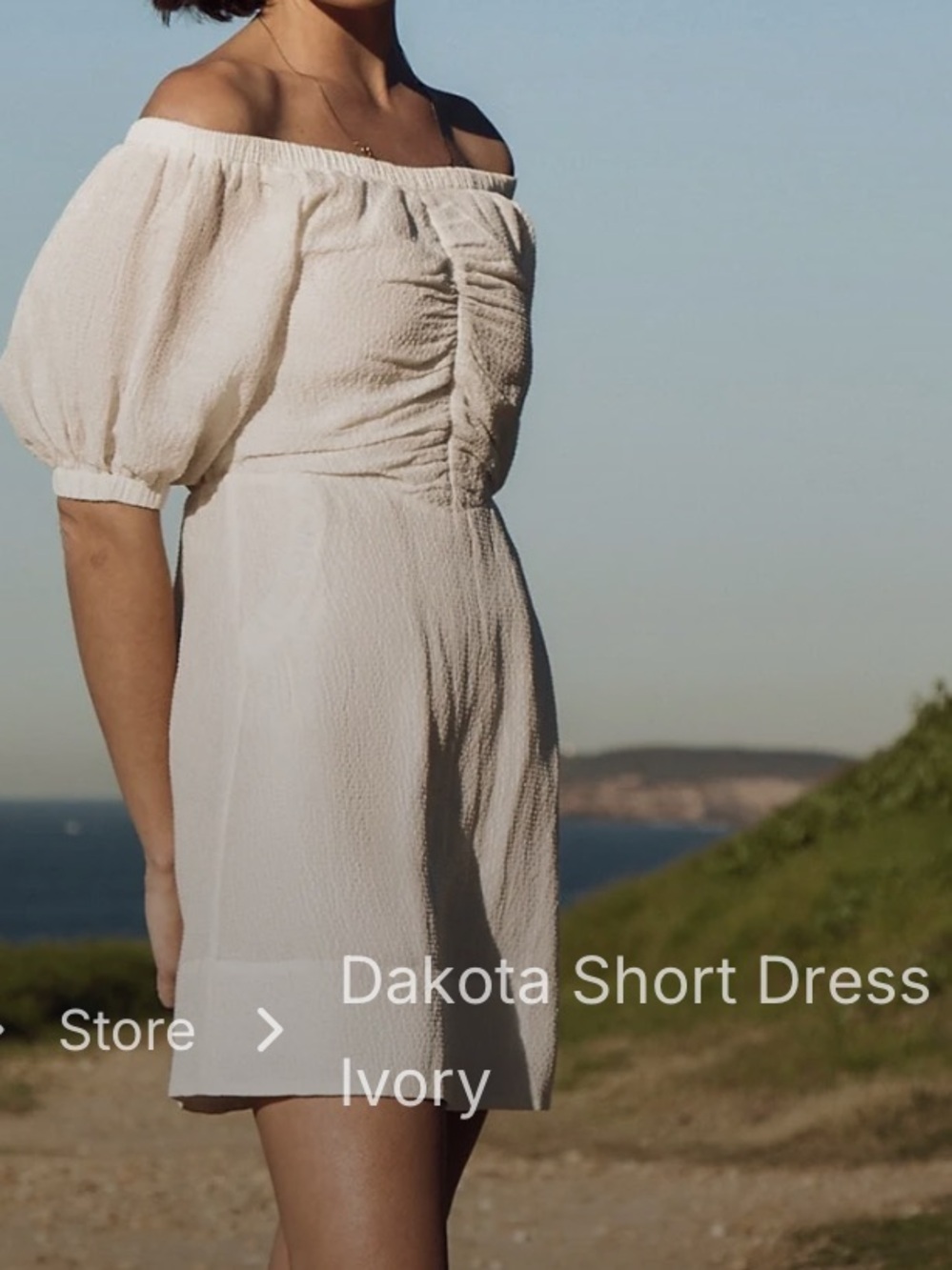 Ginia Dakota Ivory Mini Dress Puff Sleeve Off Shoulder Bridal Wedding NWT Small